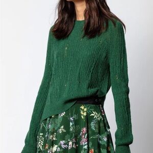 Zadig & Voltaire MILA C DESTROY Green Cashmere Sweater